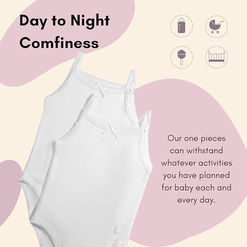 Feathers Baby Girl Tank Top Bodysuit Cotton One Piece 2 Pack, Sizes 3M-36M - Image 3