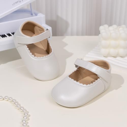 Meckior Infant Baby Girls Soft Sole Bowknot Princess Wedding Dress Mary Jane - Image 2