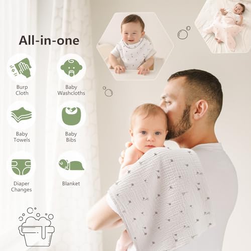 Susurration Muslin Burp Cloths 24x24 Inches Ultra Soft 100% Cotton | 4 Pack - Image 3