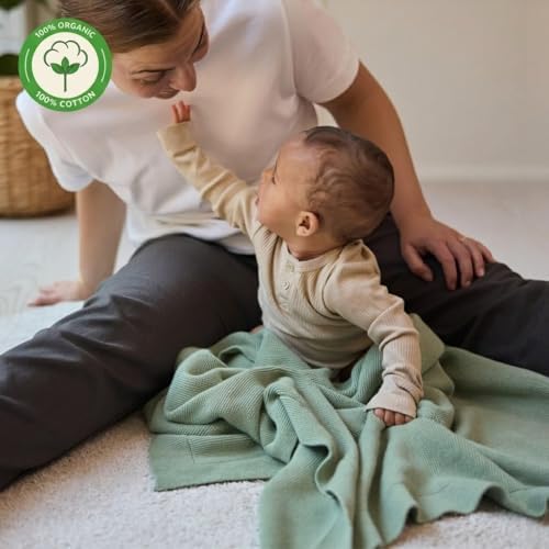 Receiving Blankets, 100% Organic Cotton Knit, Newborn Baby Swaddle | - Image 2