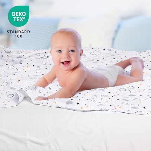 david's kids 4 Pack Baby Muslin Swaddle Blankets, 100% Cotton and Ultra Soft - Image 5