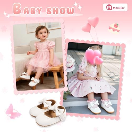 Meckior Infant Baby Girls Soft Sole Bowknot Princess Wedding Dress Mary Jane - Image 4