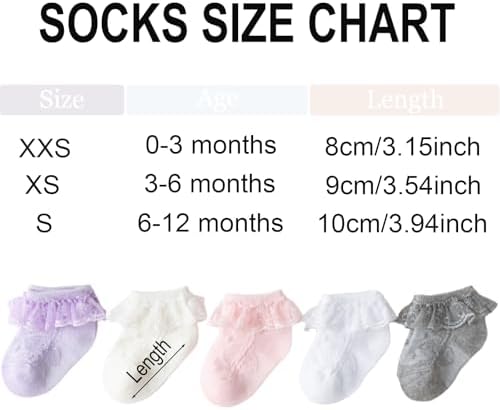 Baby Girl Lace Socks 10 Pack Newborn Ruffle Socks Cotton Ankle Dress Sock - Image 6