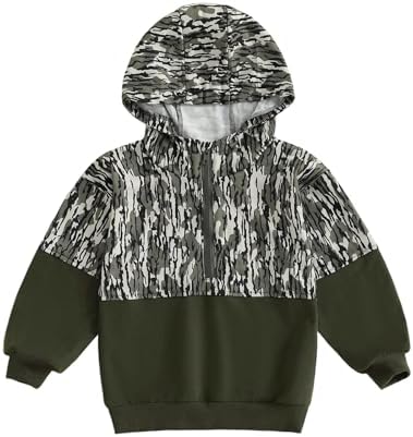 Baby Toddler Boy Girl Hoodies Camouflage Half Zip-up Sweatshirt Unisex Hooded by POZMTIORE