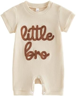 allshope Newborn Baby Boy Summer Outfit Romper Letter Embroidery Short Sleeve by Allshope