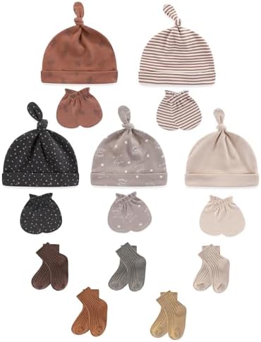 Baby Hats Mittens and Socks Set Soft Cotton Newborn Hat Glove by ZAVBABY