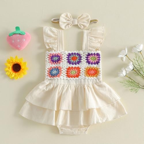 Newborn Baby Girls Summer Clothes Ruffle Sleeveless Pleated Smocked Bubble - Image 5