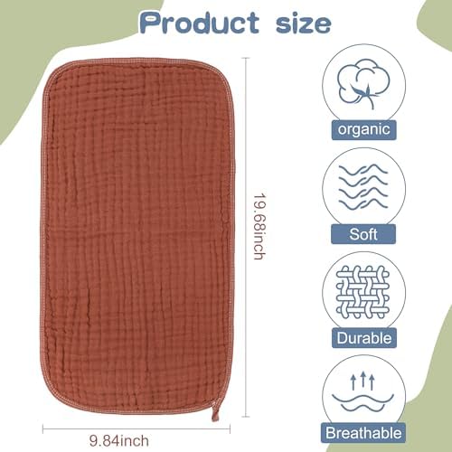8 Packs Muslin Burp Cloths Large 20" x 10", 6 Layers Unisex Baby Absorbent 100% - Image 2
