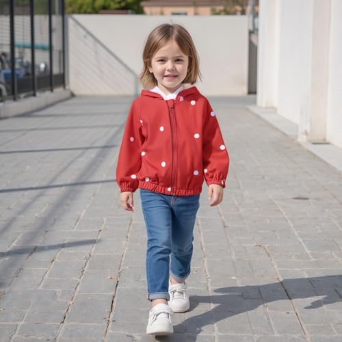 Toddler Girl Windbreaker Jacket Strawberry Baby Girls Hooded Fall Jackets Long - Image 2