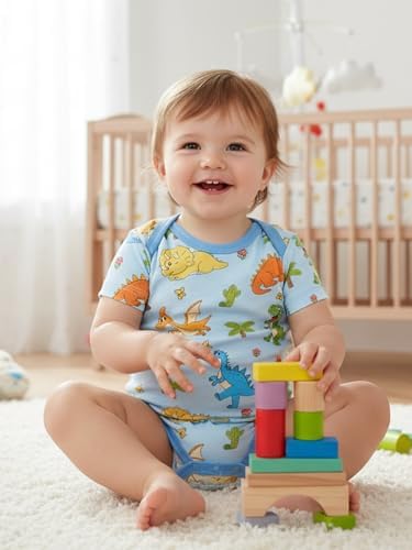 Kids Rayon of Bamboo Pajamas Set Short Sleeve Button Shorts Ages 0-24 - Image 4