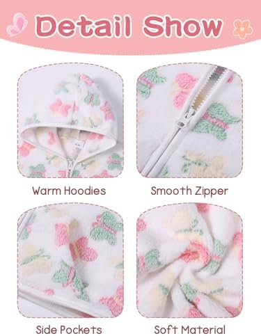 Toddler Baby Girl Fleece Jackets Fall Clothes Hooded Zip Fuzzy Coats - Image 6