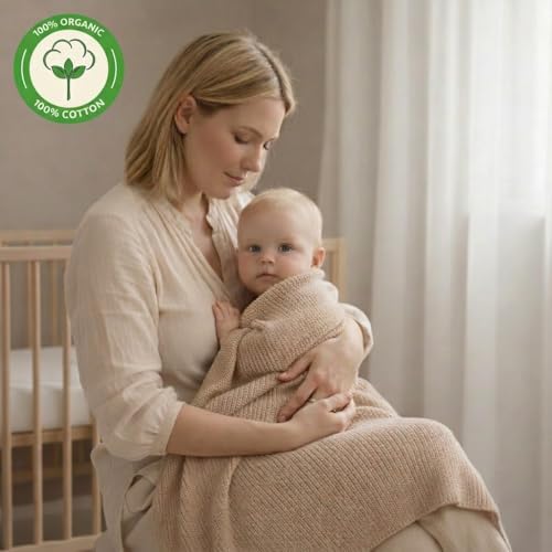 Receiving Blankets, 100% Organic Cotton Knit, Newborn Baby Swaddle | - Image 2