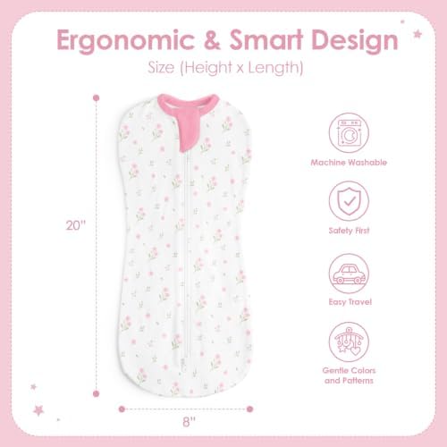 Baby Swaddle 0-2 Months, Cotton Arm-In Zipper Sleep Sack, Wearable Blankets Wrap - Image 2
