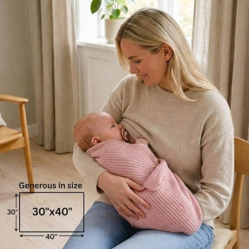 Receiving Blankets, 100% Organic Cotton Knit, Newborn Baby Swaddle | - Image 6