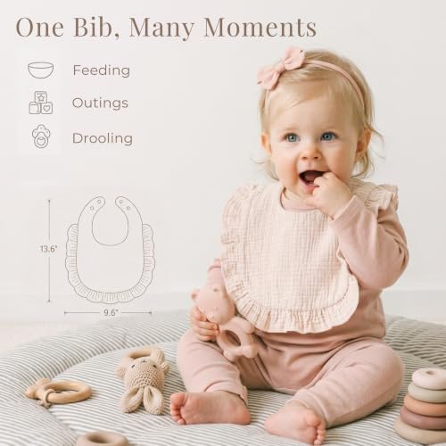 Konssy 6-Pack Muslin Baby Girl Bibs, Absorbent Drool Bibs - Image 2
