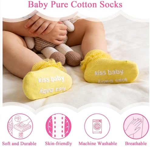 Baby Girl Ruffle Socks with Grips Lace Frilly Ankle Dress Socks - Image 2