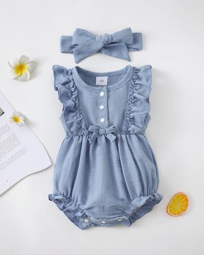 Renotemy Baby Girl Clothes Summer Rompers Cute Outfits Preemie-18 Months | - Image 2