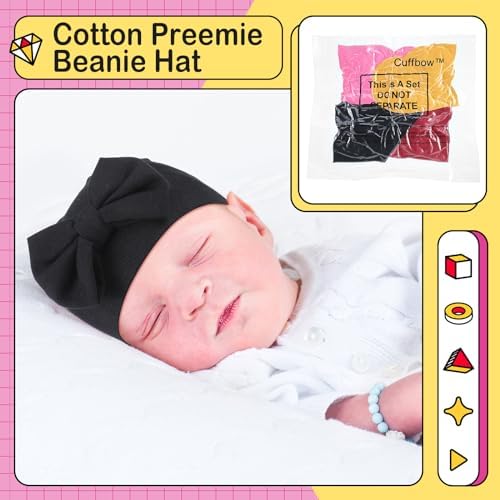 Cuffbow 4 Pcs Preemie Hats Baby Cap - Image 6