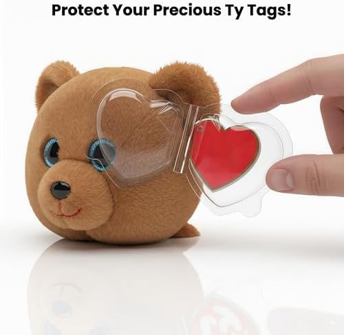32-Pack Beanie Baby Tag Protectors – Clear Plastic Heart Tag Covers - Image 2
