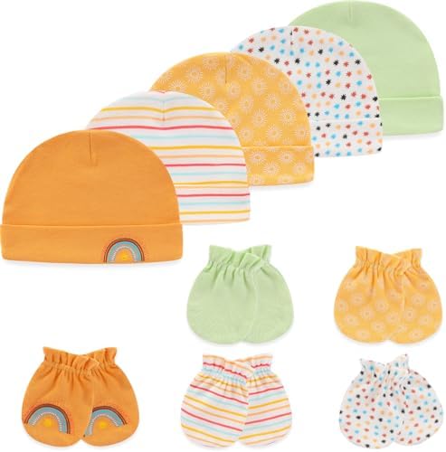 MAMIMAKA Baby Hat and Mittens Set Newborn Baby Hats Caps by MAMIMAKA