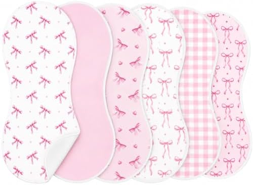 party greeting 6 Pcs Pink Bow Baby Burp Cloths by partygreeting