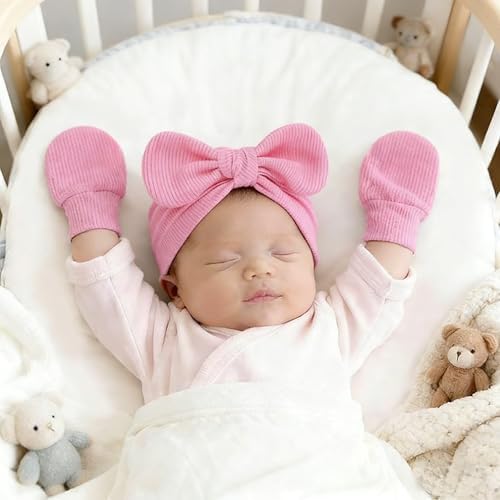 3piece Newborn Hats Mittens Socks Set Baby Boy Cotton Beanies Infant Hospital - Image 2