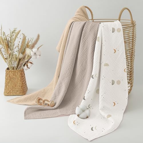 Bearmoss Muslin Swaddle Blankets, 40 x 38 inches Baby Swaddle - Image 4