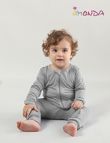 Jimonda Baby Romper Boys Girls Bamboo Pajamas 2-Way Zipper Footless Unisex Long - Image 5