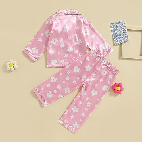 Kids Baby Girl Boy Satin Pajamas Set Button Down Sleep Shirt Top+Long Pants - Image 4