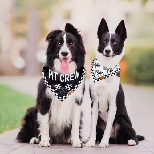 JarThenaAMCS 2Pcs Race Car Pit Crew Dog Bandana Black White Race Checkered Flag - Image 5