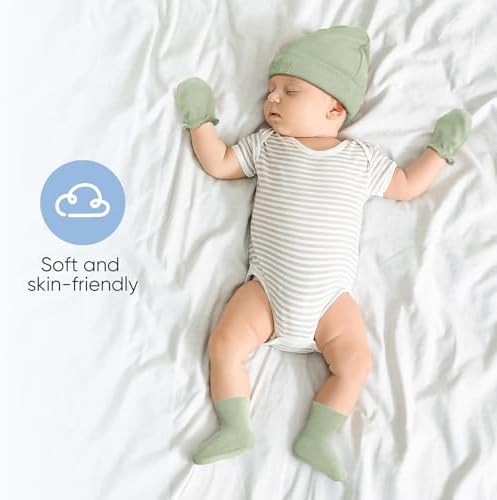 BQUBO Newborn Baby Hat Mittens Socks Set Infant Cotton Beanie Gloves Thick Warm - Image 2