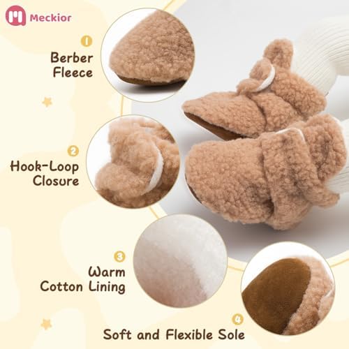 Meckior Newborn Infant Baby Girls Boys Warm Fleece Winter Booties First Walkers - Image 5
