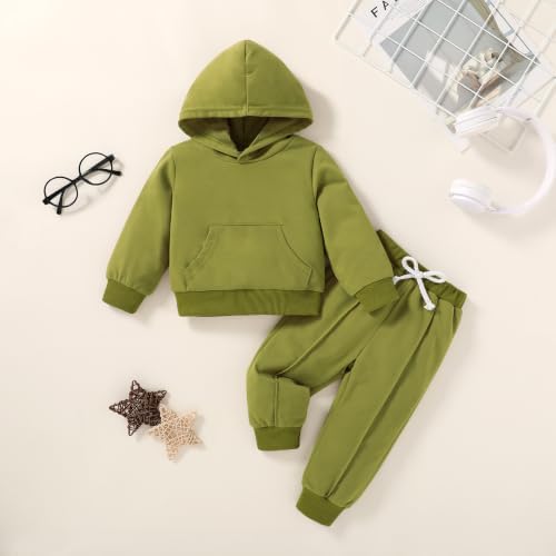 YOUNGER TREE Baby Clothes for Girls Boy Solid Color Hoodie and Sweatpants - Image 2