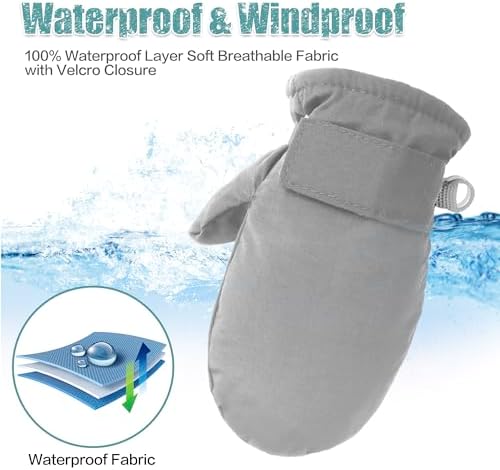 Toddler Mittens Lined Fleece Snow Gloves - Image 3