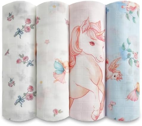Muslin Baby Swaddle Blankets, Breathable 100% Rayon from Bamboo Receiving by IBESTOPIA