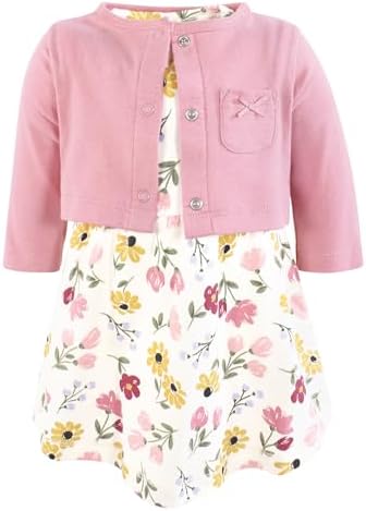 Hudson Baby Infant and Toddler Girls Cotton Dress and Cardigan Set by HudsonBaby