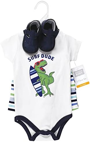 Hudson Baby Unisex Baby Cotton Bodysuit, Shorts and Shoe Set - Image 2