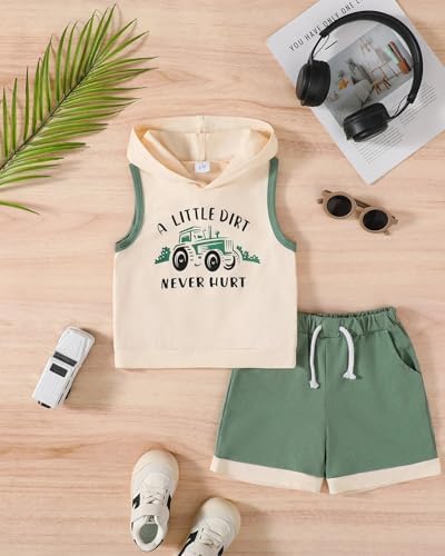 SANMIO Toddler Boy Clothes Summer Outfits Hoodie Tank Tops and Shorts Set - Image 5