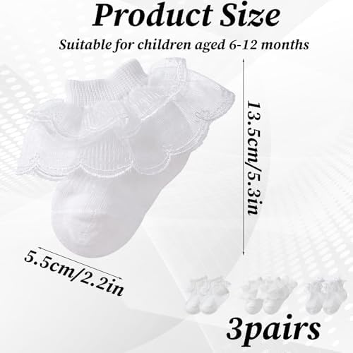 3 Pairs Baby Girl Ruffle Socks - Image 4