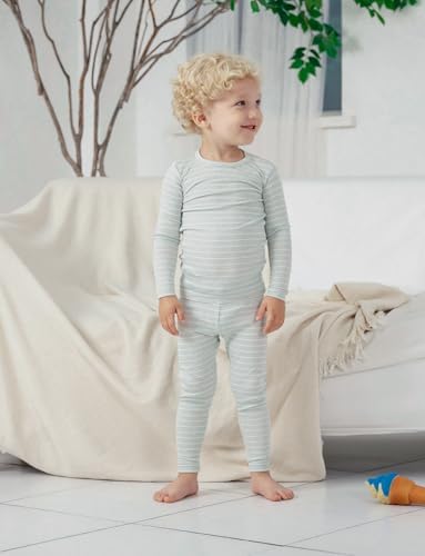 AVAUMA Stripe Pattern Baby Boys Girls Pajama Set Kids Toddler Snug fit Ribbed - Image 2