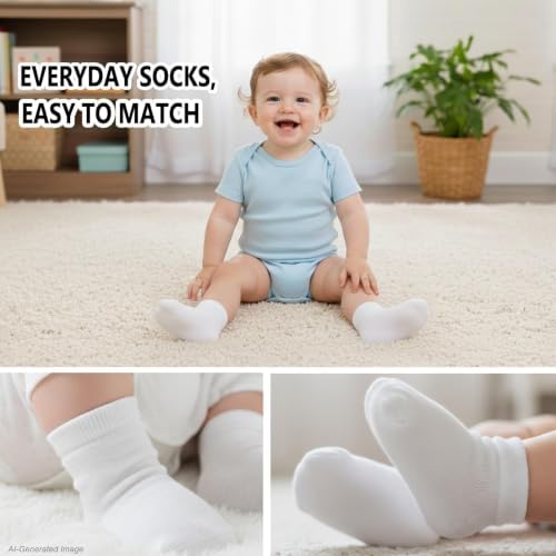 Baby Crew Socks, Cotton Rich Newborn Fit 0–3/3–6/6–12 Months - Image 3