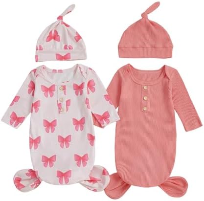 2-Pack Baby Sleeper knotted Gown Boy Girl Nightgown by Merqwadd