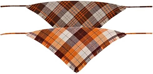 Fall Dog Bandana Autumn Thanksgiving Plaid Reversible Triangle Bibs Scarf - Image 2