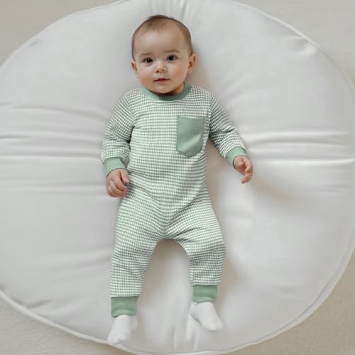 VISGOGO Newborn Infant Baby Boy Waffle Cotton Romper Clothes Onesie Stripe - Image 3