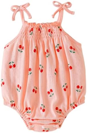 ROMPERINBOX Baby Girl Bodysuit Cotton Spaghetti Strap Sleeveless Onsies Summer by RomperinBox