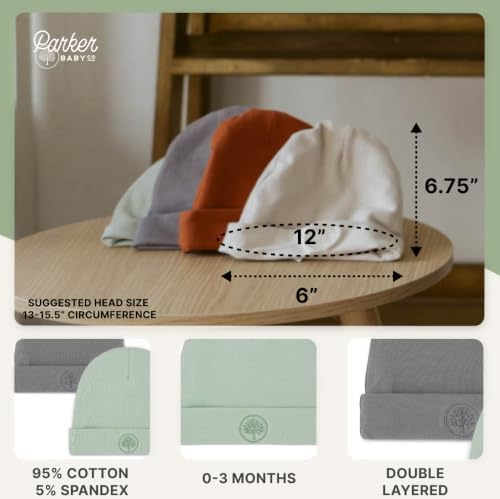Parker Baby Co. Soft Baby Beanie Hats, Double-Layered - Image 5