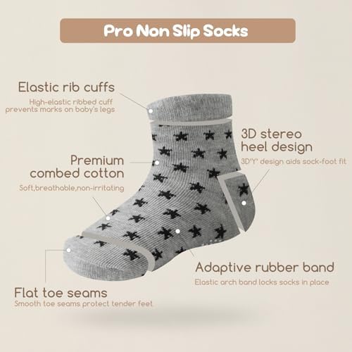 Aroveea Toddler Socks Non Slip Grip Ankle Baby 12 Pack - Image 4