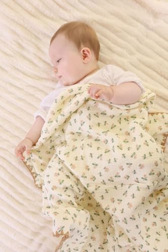 Baby Swaddel Blanket Cotton Muslin Thick Bath Towel Dotted Backing Double Layer - Image 3