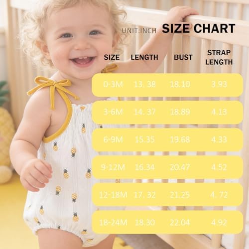 ROMPERINBOX Baby Girl Bodysuit Cotton Spaghetti Strap Sleeveless Onsies Summer - Image 6