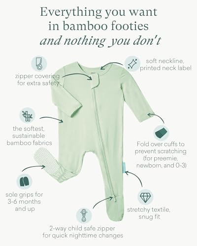 PurComfy Bamboo Viscose Baby Zipper Footie Pajamas, 0-3-6-9-18-24 Months | Ideal - Image 3